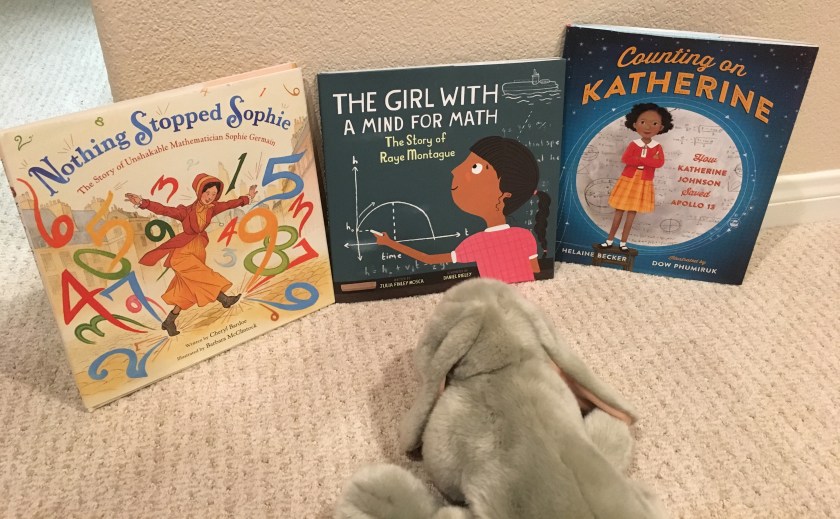 Sprinkles also recommends Nothing Stopped Sophie: The Story of Unshakable Mathematician Sophie Germain by Cheryl Bardoe, The Girl with a Mind for Math: The Story of Raye Montague by Julia Finley Mosca, and Counting on Katherine: How Katherine Johnson Saved Apollo 13 by Helaine Becker.