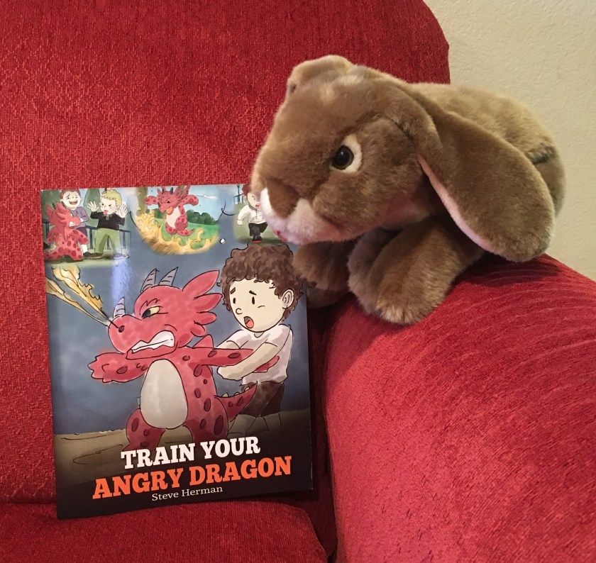 Caramel pledges to try to think happy thoughts the next time he feels upset or angry, trying out one of the tricks in the book Train Your Angry Dragon by Steve Harmon. 