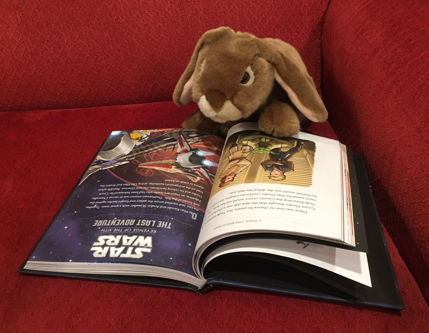 Caramel is reading The Last Adventure" from The Revenge of the Sith (Episode III). 