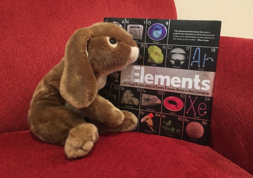 Caramel is still enjoying reading about elements and looking at the beautiful pictures in The Elements: A Visual Exploration of Every Known Atom in the Universe by Theodore Gray. 