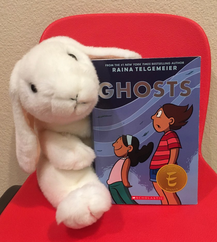 Marshmallow reviews Ghosts by Raina Telgemeier.