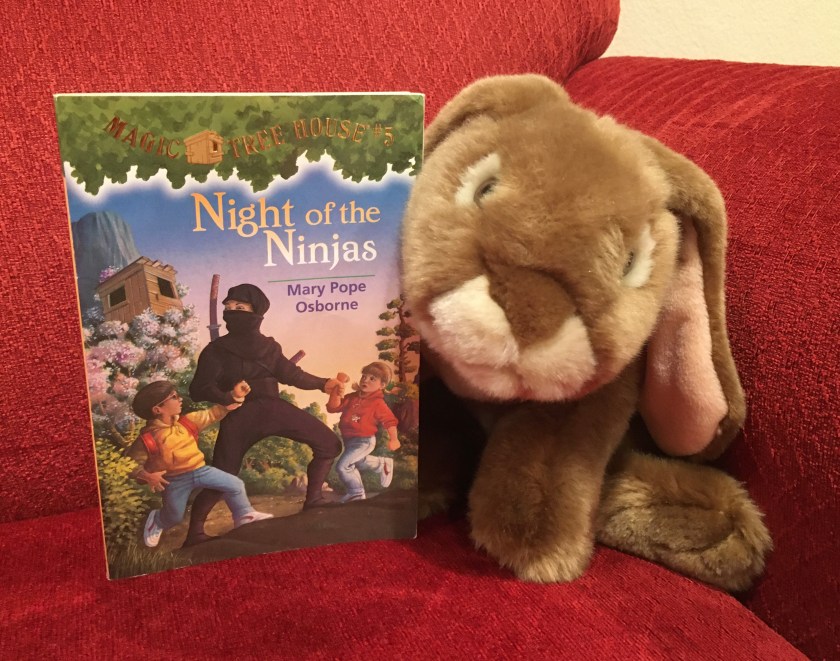 Caramel enjoyed reading Night of the Ninjas (Magic Tree House #5) by Mary Pope Osborne, and would recommend it to all other young bunnies.