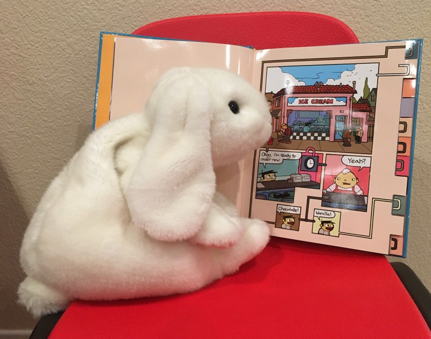 It all begins with a simple decision: Chocolate or Vanilla! Marshmallow reads Meanwhile: Pick Any Path. 3,856 Story Possibilities, by Jason Shiga.