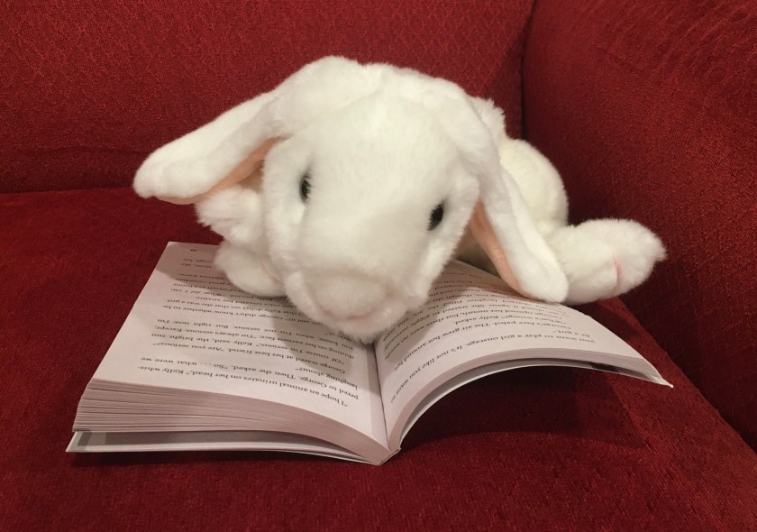 Marshmallow is reading George by Alex Gino. 