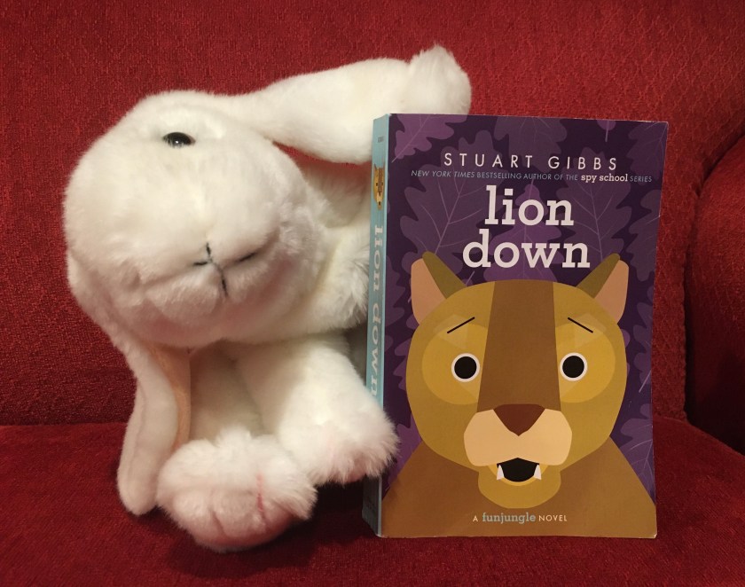 Marshmallow rates the fifth book, Lion Down, in the FunJungle series by Stuart Gibbs, 100%.