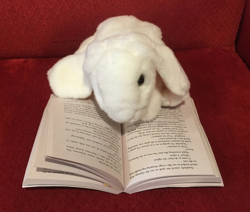 Marshmallow is reading Percy Jackson and the Olympians: The Lightning Thief (Book 1 of the Percy Jackson Series) by Rick Riordan.