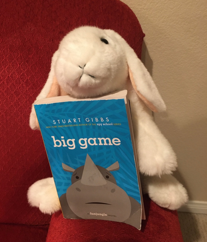 Marshmallow rates the third book, Big Game, in the FunJungle series by Stuart Gibbs, 95%..