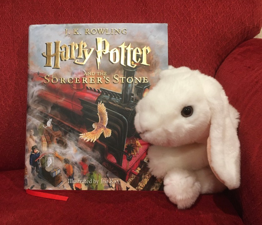 Marshmallow rates Harry Potter and the Sorcerer’s Stone, written by J.K. Rowling and illustrated by Jim Kay, 100%. 