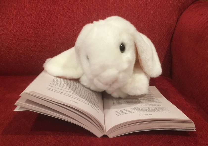 Marshmallow is reading The Dark Is Rising by Susan Cooper.