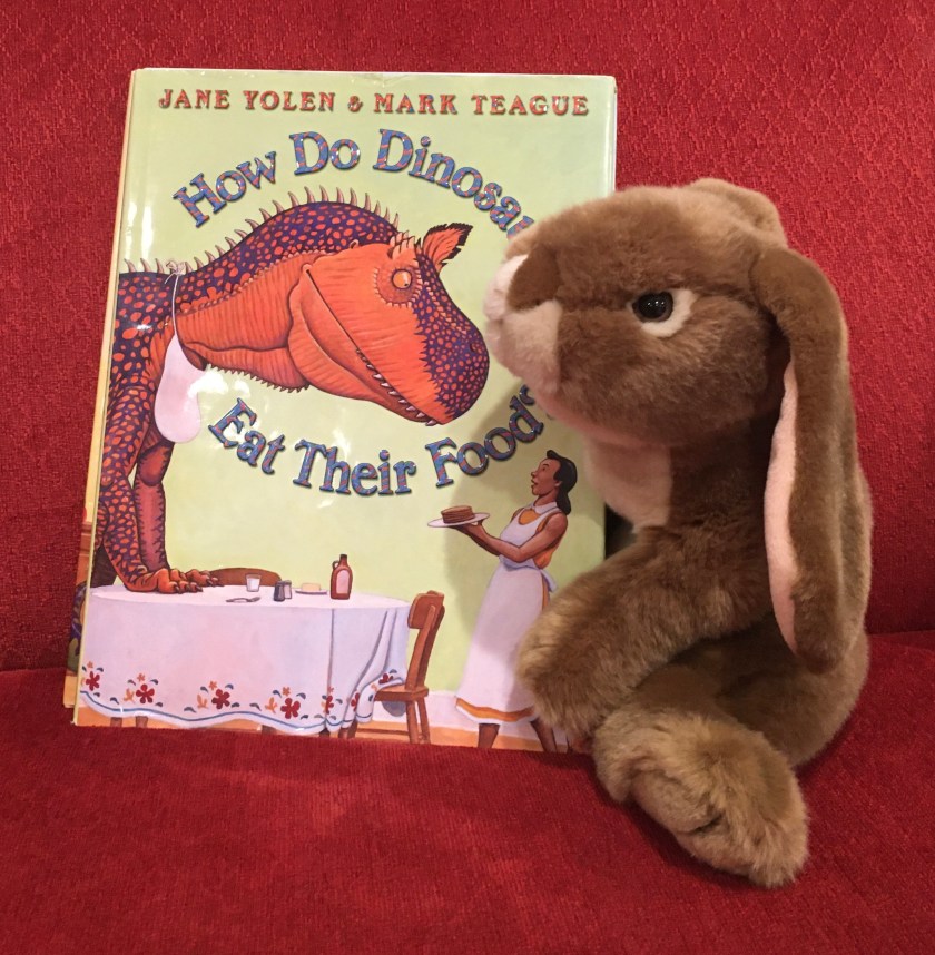 Caramel reviews How Do Dinosaurs Eat Their Food? (2005),  written by Jane Yolen and illustrated by Mark Teague. 