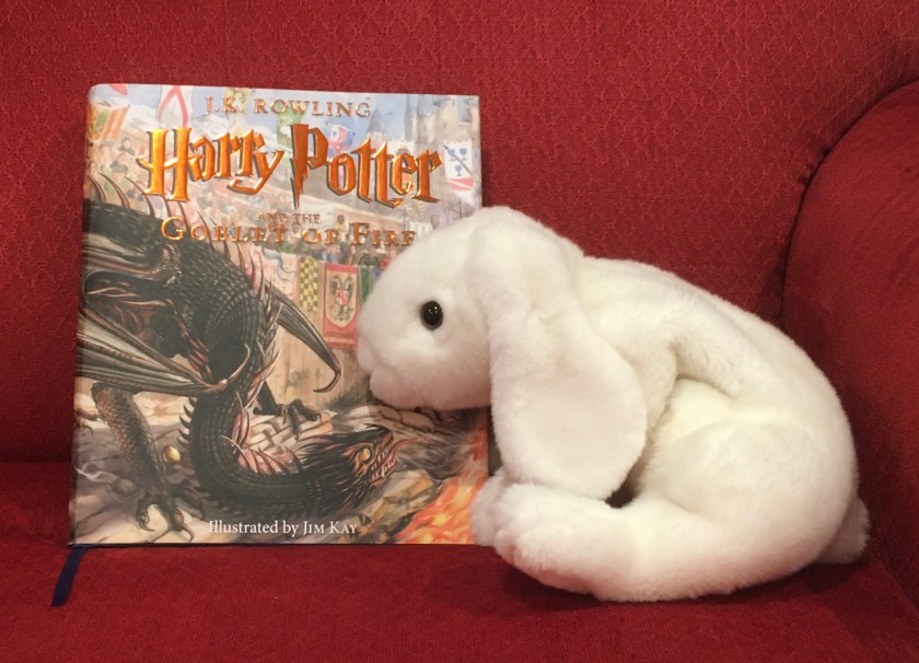 Marshmallow rates Harry Potter and the Goblet of Fire, written by J.K. Rowling and illustrated by Jim Kay 100%.