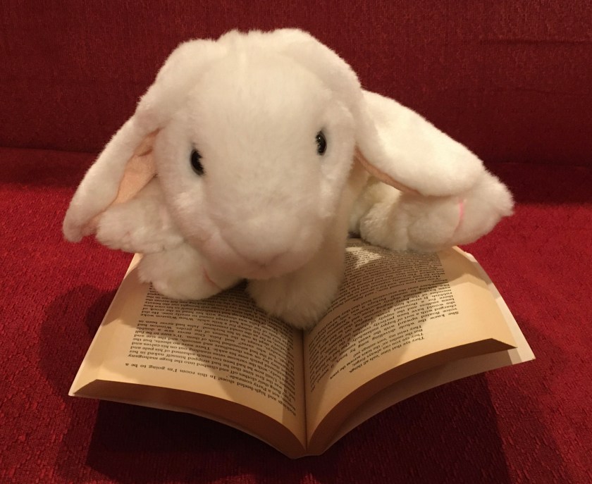 Marshmallow is reading Nineteen Eighty-Four by George Orwell. 