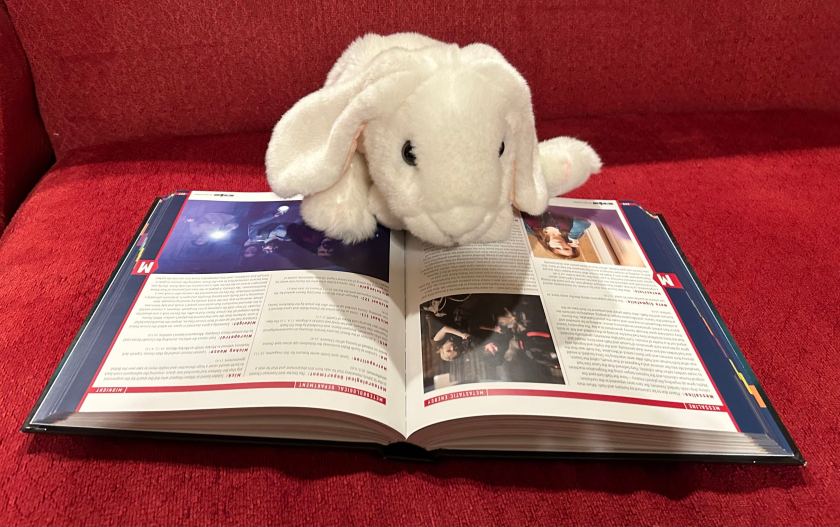 Marshmallow is reading Doctor Who: The Encyclopedia by Gary Russell.