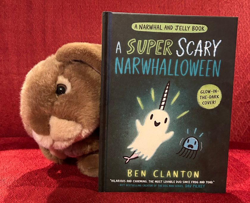 Caramel loved reading A Super Scary Narwhalloween by Ben Clanton and recommends it wholeheartedly to all the little bunnies who love Narwhal and his friends.