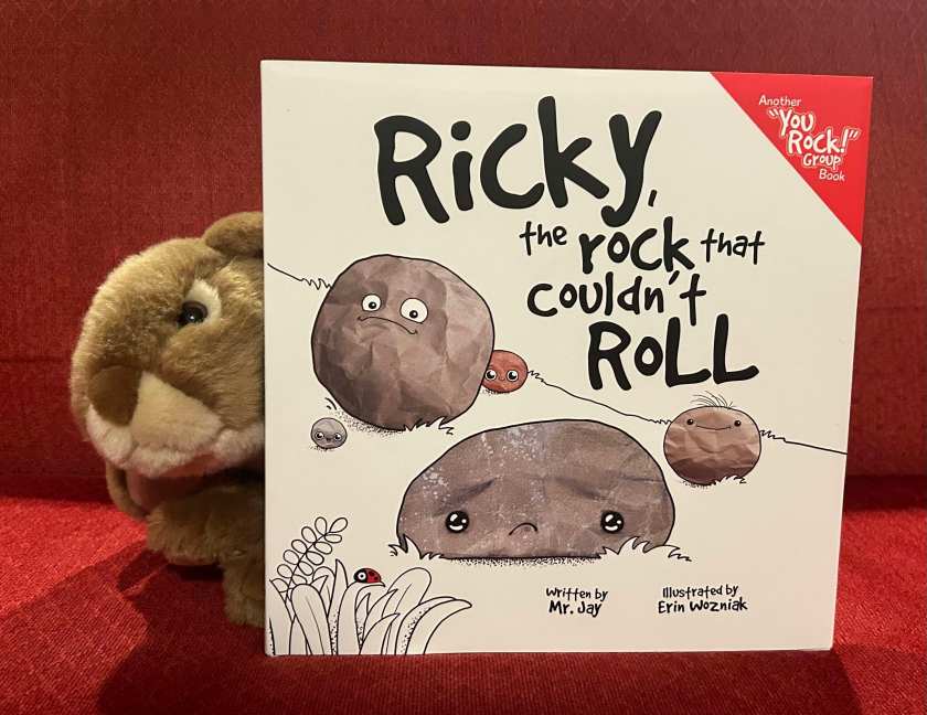 Caramel appreciated reading Ricky, The Rock That Couldn't Roll, written by Mr. Jay and illustrated by Erin Wozniak, and recommends it to other young bunnies who can't always do everything their friends can do. 