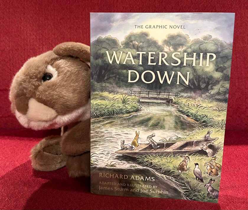Caramel enjoyed reading Watership Down: The Graphic Novel, written by Richard Adams, adapted by James Sturm, and illustrated by Joe Sutphin, and recommends the book to all young bunnies who like to read about other bunnies being heroic.