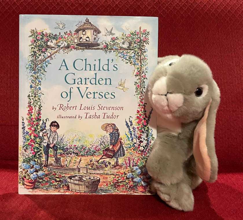 Sprinkles encourages all bunnies young and old to read more poetry together; books like A Child's Garden of Verses, a collection of children's poems written by Robert Louis Stevenson and illustrated by Tasha Tudor, can be great opportunities to add more poetry to your family time. 