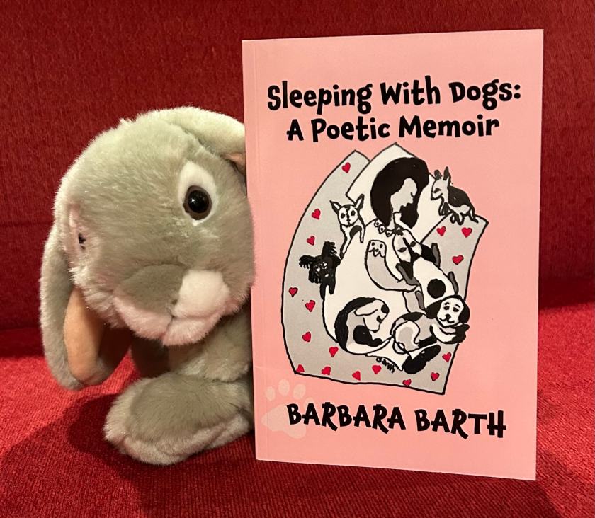 Sprinkles has read Sleeping With Dogs: A Poetic Memoir by Barbara Barth, as part of a blog tour hosted by Women on Writing, and recommends it highly to all bunnies great and small. 