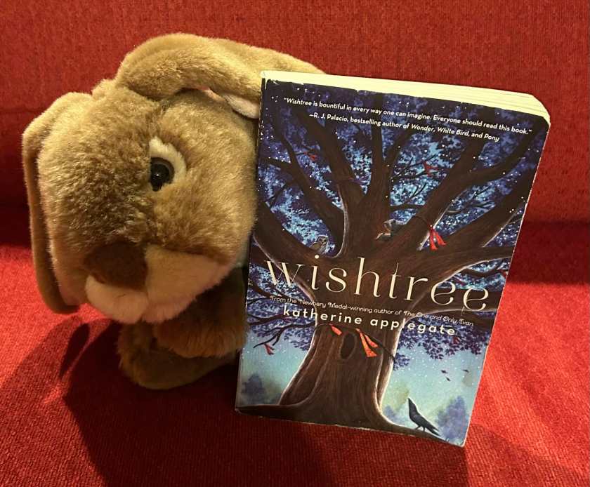 Caramel enjoyed reading Wishtree by Katherine Applegate and recommends it to all little bunnies who like the quiet of trees and find happiness in friendship. 