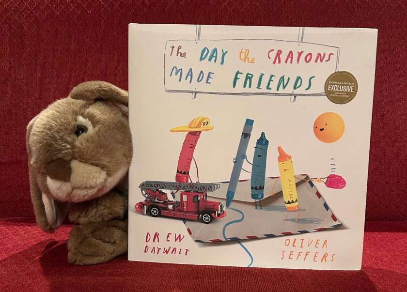 Caramel loved reading The Day The Crayons Made Friends by Drew Daywalt and Oliver Jeffers, meeting old friends and their new friends.