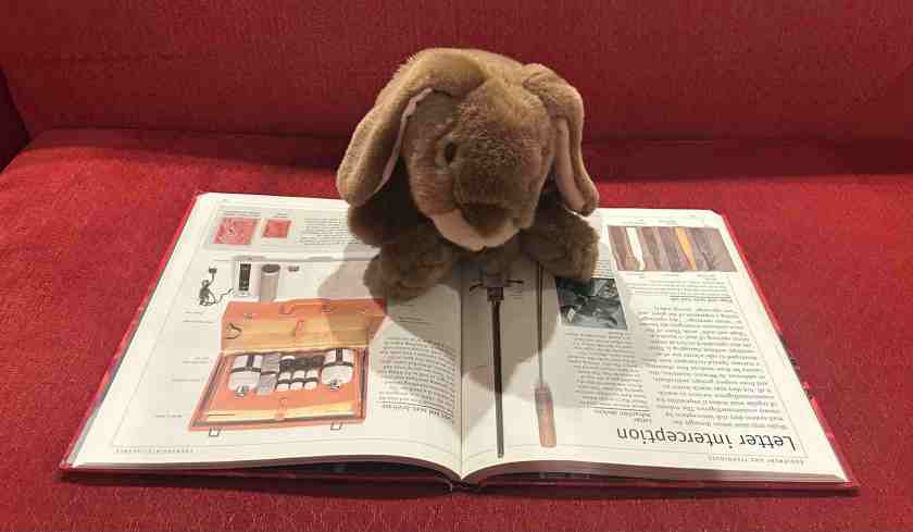 Caramel is reading Ultimate Spy by H. Keith Melton. 