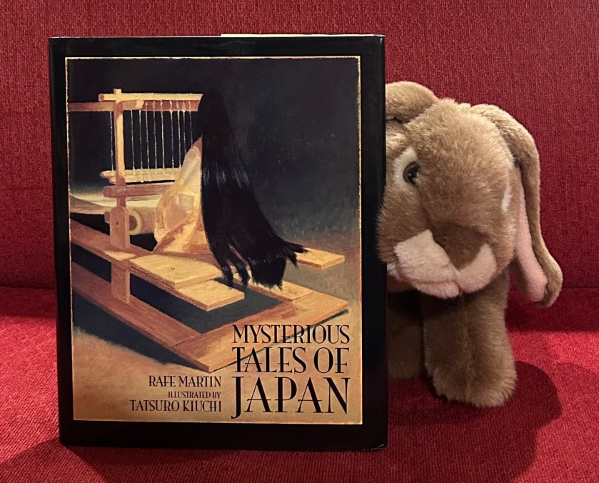 Caramel appreciated reading Mysterious Tales of Japan, written by Rafe Martin and illustrated by Tatsuro Kiuchi, and recommends it to all other young bunnies, but maybe they should think about reading it with a grownup bunny so they don't get too scared. 