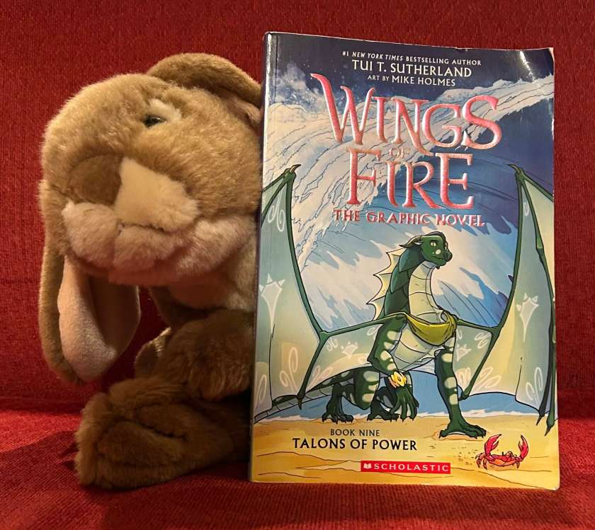 Caramel loved reading Talons of Power: The Graphic Novel (Book Nine of Wings of Fire), written by Tui Sutherland and illustrated by Mike Holmes and is excited to have many more Wings of Fire books to read these days. 