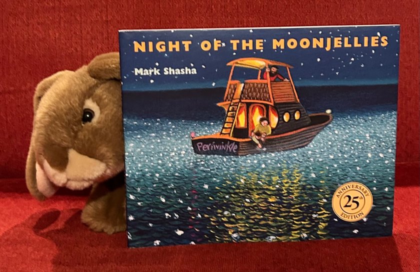 Caramel enjoyed reading Night of the Moonjellies by Mark Shasha and is totally ready for the summer!