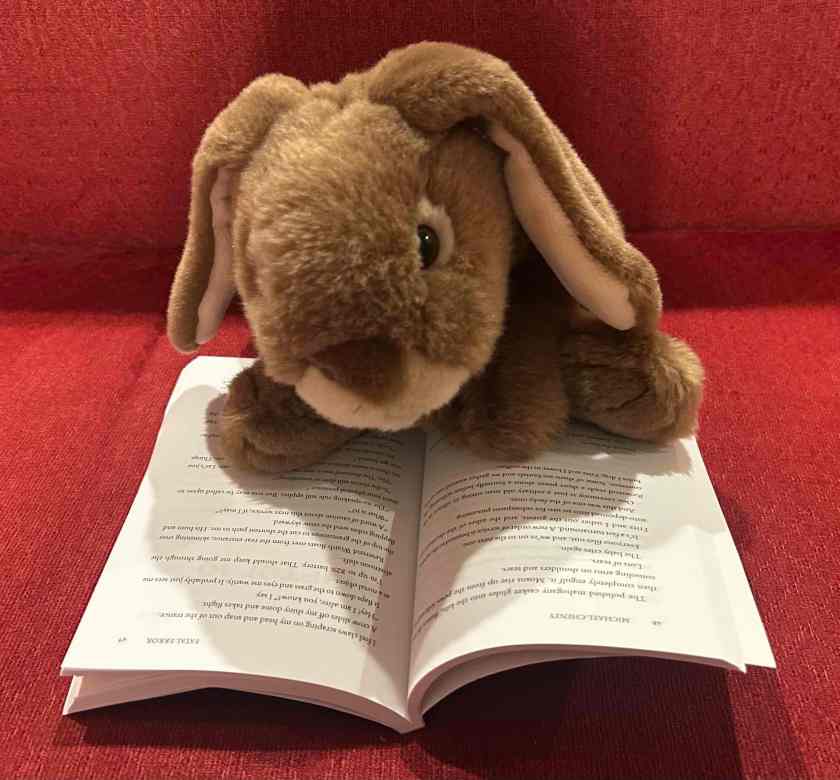 Caramel is reading Confessions of a Trash Droid: Fatal Error by Michael Cheney.