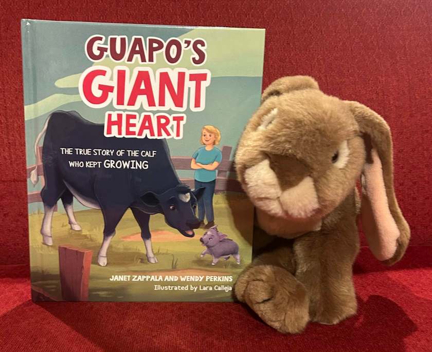 Caramel reviews Guapo’s Giant Heart: The True Story of The Calf Who Kept Growing, written by Janet Zappala and Wendy Perkins, and illustrated by Lara Calleja.