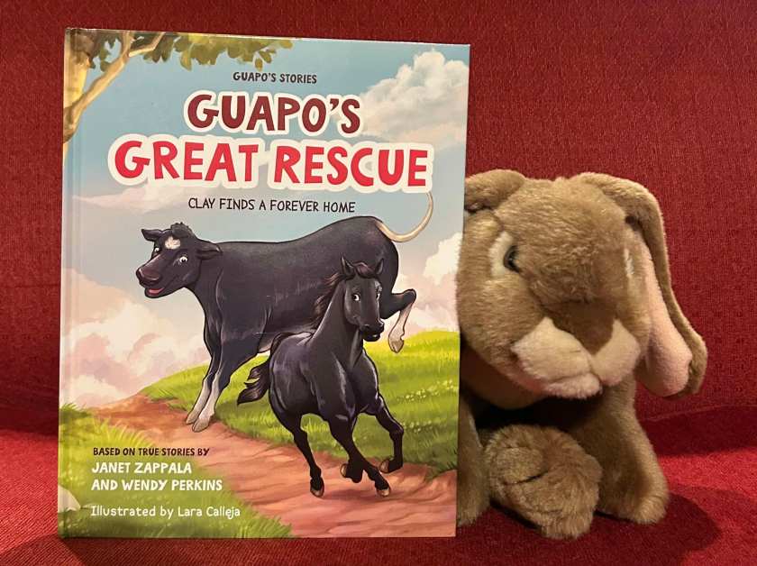 Caramel enjoyed reading Guapo’s Great Rescue: Clay Finds a Forever Home, written by Janet Zappala and Wendy Perkins, and illustrated by Lara Calleja, and recommends it to all young bunnies who enjoy stories about other animals.